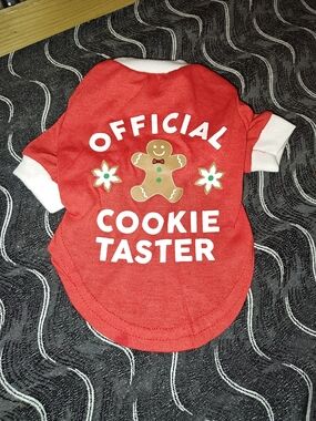 Vibrant Red "Official Cookie Taster" Dog Tee